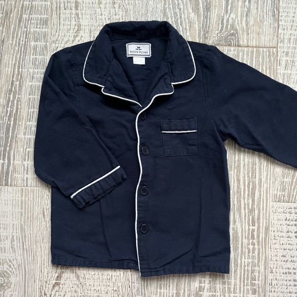 Petite Plume Navy Long Sleeve Cotton Blend Pajama Set Size 3T Kids Navy White - Picture 4 of 5